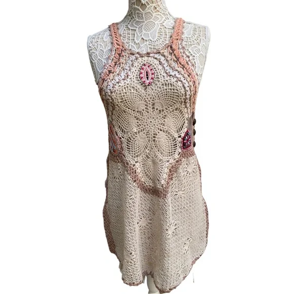knee length dresses for ladies Free People Black Crochet Bell Sleeve Mini Dress main image 0